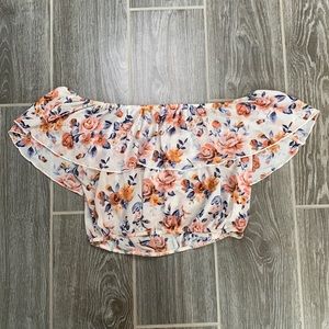 Floral ruffle crop top